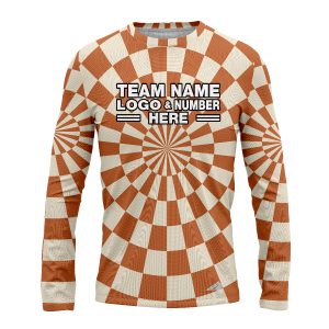 Custom Fully Sublimated Trippy Tie Dye Three Pattern Orange White Performance Long Sleeves 17640