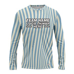 Custom Fully Sublimated Serene Stripes Tie Dye Pattern Blue White Performance Long Sleeves 17652