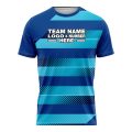 Custom Fully Sublimated Horizontal Stripes Blues Pattern Performance Soccer Uniform Jersey 17688