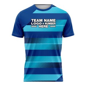 Custom Fully Sublimated Horizontal Stripes Blues Pattern Performance Soccer Uniform Jersey 17688