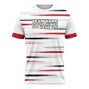 Custom Fully Sublimated Radiant Two Pattern White Red Navy Blue Performance Soccer Uniform Jersey 17708