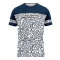 Custom Fully Sublimated Hieroglyphs Pattern White Black Navy Performance Soccer Uniform Jersey 17768
