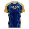 Custom Fully Sublimated Pixel Pattern Blue Gold Performance Soccer Uniform Jersey 17804