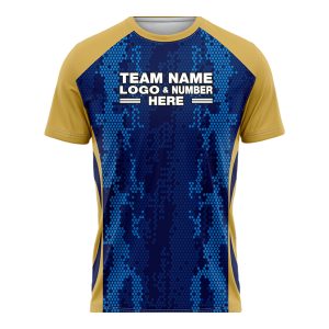 Custom Fully Sublimated Pixel Pattern Blue Gold Performance Soccer Uniform Jersey 17804
