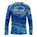 Custom Fully Sublimated Ocean Swirl Tie Dye Pattern Blues Performance Long Sleeves 17784