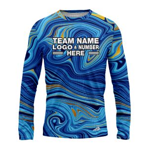 Custom Fully Sublimated Ocean Swirl Tie Dye Pattern Blues Performance Long Sleeves 17784