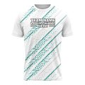 Custom Fully Sublimated Diagonal Stripes Pattern Teal White Performance Soccer Uniform Jersey 17820