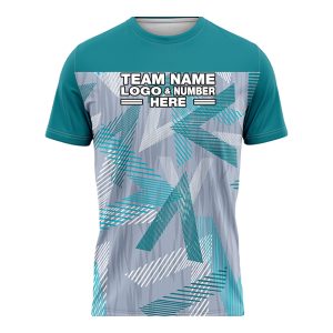 Custom Fully Sublimated Faded Geometric Two Pattern Teal Gray Performance Soccer Uniform Jersey 17844