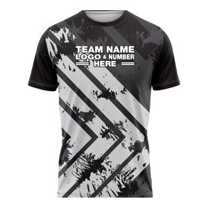 Custom Fully Sublimated Ramp Pattern Black Gray Performance Soccer Uniform Jersey 17836