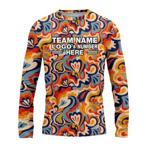 Custom Fully Sublimated Boho Floral Tie Dye Pattern Multicolor Performance Long Sleeves 17876