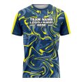 Custom Fully Sublimated Psychedelic Pattern Blue Yellow Performance Soccer Uniform Jersey 17896