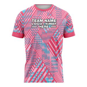 Custom Fully Sublimated Spikes Pattern Pink Baby Blue Performance Soccer Uniform Jersey 17940