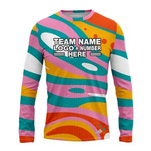 Custom Fully Sublimated Vintage Bloom Tie Dye Pattern Multicolor Performance Long Sleeves 17980