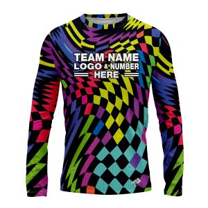 Custom Fully Sublimated Hypnotic Harmony Tie Dye Pattern Multicolor Performance Long Sleeves 18016