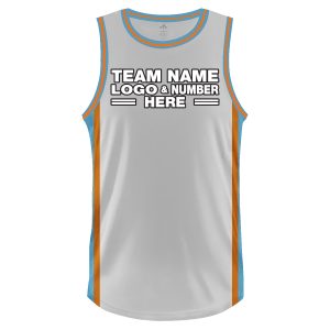 Custom Fully Sublimated Tenue Two Pattern White Yellow Baby Blue Performance Basketball Uniform Jersey 18040