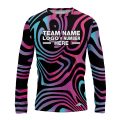 Custom Fully Sublimated Mesmerizing Waves Tie Dye Black Pink Blue Performance Long Sleeves 18028