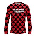 Custom Fully Sublimated Heartbeat Tie Dye Black Red Performance Long Sleeves 18094