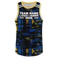 Custom Fully Sublimated Brushes Two Pattern Black Dark Blue Yellow Performance Basketball Uniform Jersey 18106