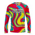 Custom Fully Sublimated Vivid Vortex Tie Dye Red Pink Yellow Blue Performance Long Sleeves 18116