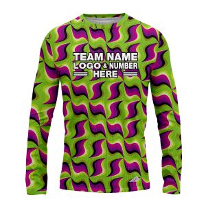 Custom Fully Sublimated Kaleidoscope Tie Dye Green Purple Performance Long Sleeves 18148