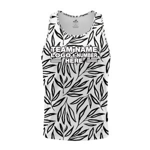 Custom Fully Sublimated Monochrome Botanical Floral Pattern White Black Performance Tank Top 18334