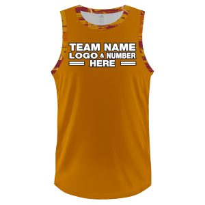 Custom Fully Sublimated Rock Pattern Yellow Red Performance Basketball Uniform Jersey 18300