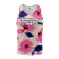 Custom Fully Sublimated Abstract Brushstroke Floral Two Pattern White Pink Blue Performance Tank Top 18448