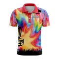 Custom Fully Sublimated Electric Disc Golf Pattern Multicolor Performance Polo Shirt