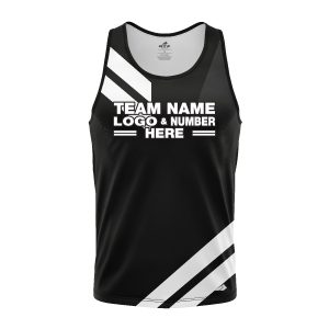 Custom Fully Sublimated Sport Neon Pattern Black White Performance Tank Top 18579