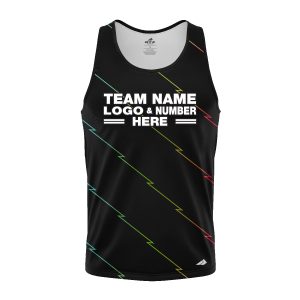 Custom Fully Sublimated Lightning Neon Pattern Black Performance Tank Top 18587