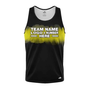 Custom Fully Sublimated Shaded Tie Dye Pattern Black Yellow Performance Tank Top 18631