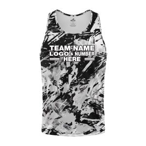 Custom Fully Sublimated Abstract Tie Dye Pattern White Black Performance Tank Top 18655