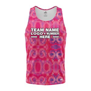 Custom Fully Sublimated Casual Tie Dye Pattern Pink Performance Tank Top 18707