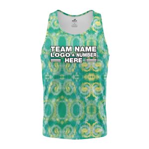 Custom Fully Sublimated Casual Tie Dye Pattern Green Performance Tank Top 18715