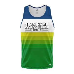 Custom Fully Sublimated Retro Stripe Neon Pattern Blue Green  Performance Tank Top 18719