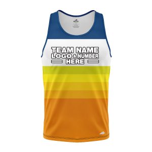 Custom Fully Sublimated Retro Stripe Neon Pattern Blue Yellow Orange Performance Tank Top 18763