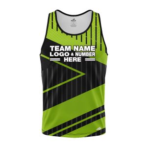 Custom Fully Sublimated Geometric Neon Pattern Black Green Performance Tank Top 18783