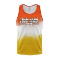 Custom Fully Sublimated Vibrant Tie Dye Pattern Tricolor White Orange Yellow Performance Tank Top 18863