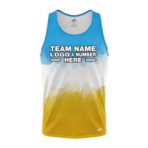 Custom Fully Sublimated Vibrant Tie Dye Pattern Tricolor White SkyBlue Yellow Performance Tank Top 18875