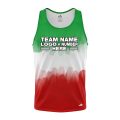Custom Fully Sublimated Vibrant Tie Dye Pattern Tricolor White Green Red Performance Tank Top 18879
