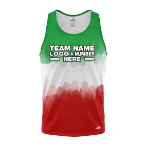 Custom Fully Sublimated Vibrant Tie Dye Pattern Tricolor White Green Red Performance Tank Top 18879