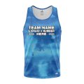 Custom Fully Sublimated Cloudy Tie Dye Pattern Blue Performance Tank Top 18891