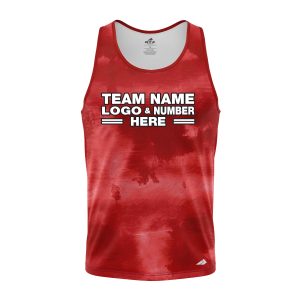 Custom Fully Sublimated Cloudy Tie Dye Pattern Red Performance Tank Top 18899