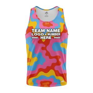Custom Fully Sublimated Color Clash Tie Dye Pattern Multicolor Performance Tank Top 19003