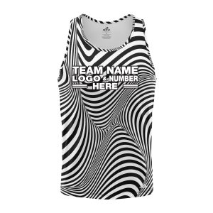 Custom Fully Sublimated Trippy Tie Dye Pattern Black White Performance Tank Top 19031