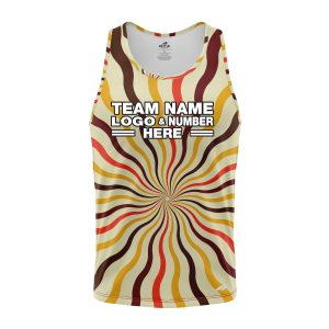 Custom Fully Sublimated Lava Lamp Tie Dye Pattern Orange Yellow Brown Performance Tank Top 19059