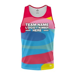 Custom Fully Sublimated Vibrant Style Neon Pattern Pink SkyBlue Yellow Performance Tank Top 19043
