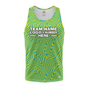 Custom Fully Sublimated Mellow Tie Dye Pattern Green Yellow SkyBlue Performance Tank Top 19079