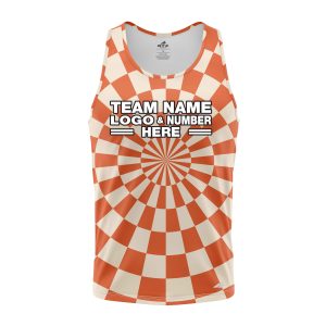 Custom Fully Sublimated Trippy Tie Dye Three Pattern Orange White Performance Tank Top 19087