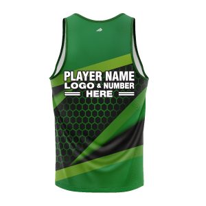 Custom Fully Sublimated Geometric Burst Neon Pattern Green Black Performance Tank Top 19091